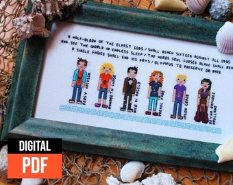 Percy Jackson Patrón Moderno Punto de Cruz "Pequeños Héroes" Annabeth, Nico, Jason, Reyna, Rachel - PDF