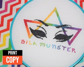 IMPRIMIR COPIA - Patrón de punto de cruz moderno de The Witchy Stitcher "Gila Münster" Drag Queen