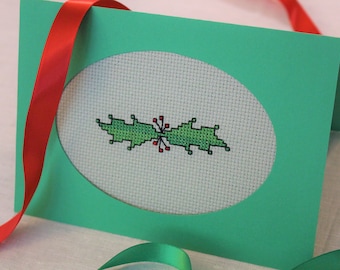 Christmas Holly Cross-Stitch Greeting Cards