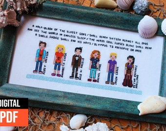 Percy Jackson Modern Cross Stitch Pattern "Little Heroes" Annabeth, Nico, Jason, Reyna, Rachel - PDF