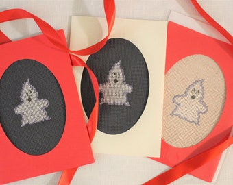 Halloween Ghost Cross-Stitch Greeting Cards