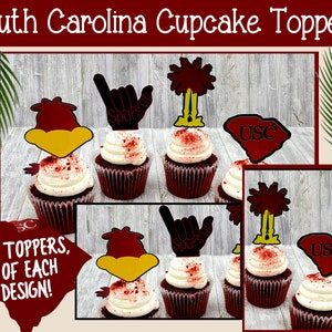 South Carolina Gamecocks Cupcake Toppers, Charcuterie Picks, Set of 12