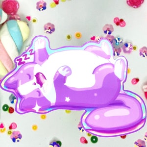 Sleeping Kitty Cat Die Cut Sticker, Water Resistant Vinyl Stickers, sleep, kawaii, lazy Neko, nap, napping cat, sleeping cat