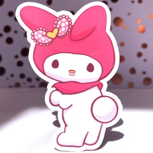 Melody Die Cut Sticker, Waterbestendige Vinyl Stickers, My Meldoy, konijntje, kitty hallo, vrienden, avonturen, pink konijntje