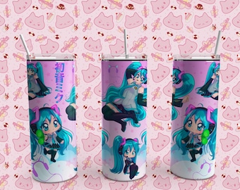 Vaso para bebidas Hatsune Miku, 20 oz, vaso delgado, anime, ídolo, vocaloid
