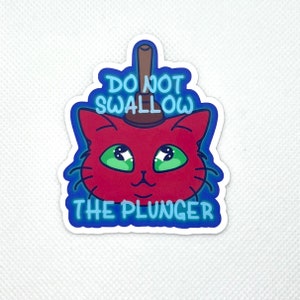Sticker chat n'avale pas le plongeur, autocollants en vinyle imperméables et résistants aux UV, collaboration ange cyborg x chubcats