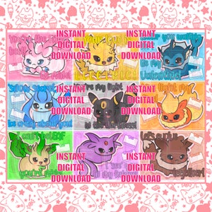 Eevee Pokemon Printable Pokemon Print Cute Eevee Kawaii Pokemon Eevee Print  Downloadable Print Kawaii Prints Cute Pokemon Art 