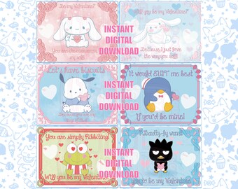 Printable Kitty Hello Valentine's Day | Digital Download Valentines Card | DIY Print kids vday cards | Hearts Cats gift kid | Kawaii PDF PNG