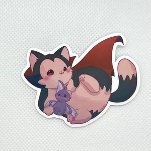 Naklejka wycinana Vampire Cat and Bat Catula, wodoodporna naklejka winylowa, prezent, naklejka na laptopa, jesień, Kitty, Halloween, Dracula, nietoperze, książki