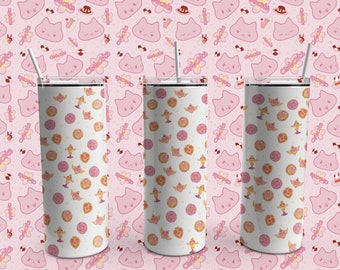 Magical Girl Lockets Drink Tumbler, 20 oz, skinny tumbler, anime, all over, moon