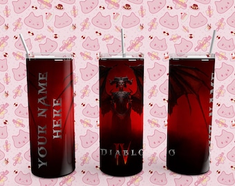 Diablo Themed, Custom Gamer Tag Tumblers, 20 oz, Lilith