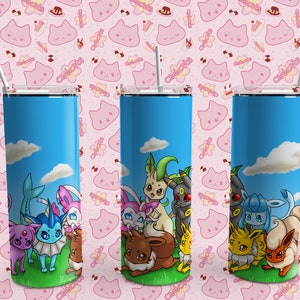 Eeveelutions Drink Tumbler, 20 oz, skinny tumbler, fox tumbler