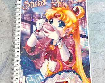 Reusable Sticker Book, A5 StickerBook, Kawaii StickerBook, Cute Sticker Storage, Anime, Sticker Album, Sticker Booklet, Magical Girl, Moon