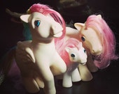 Menge von 3 My Little Pony Vintage Rosa Pony Pegasus 80er Jahre G1 MLP Ponys seltene retro Mädchen TV 80er Jahre 1980 Pferd Kind