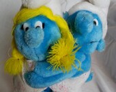 Vintage stuffed hugging Smurfs Toy retro collectible sale gift old 70s RARE
