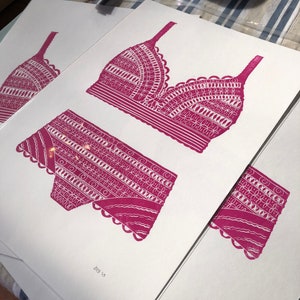 Lace Lingerie Lino Print