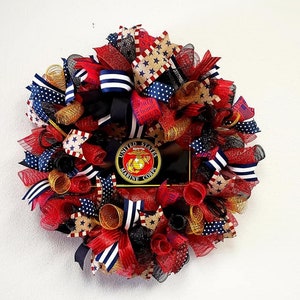United States Marine Corps Inspired Wreath, USMC Wreath, Marines Wreath, Wreaths for Front Door, Military Wreath, Marine Corps Wreath