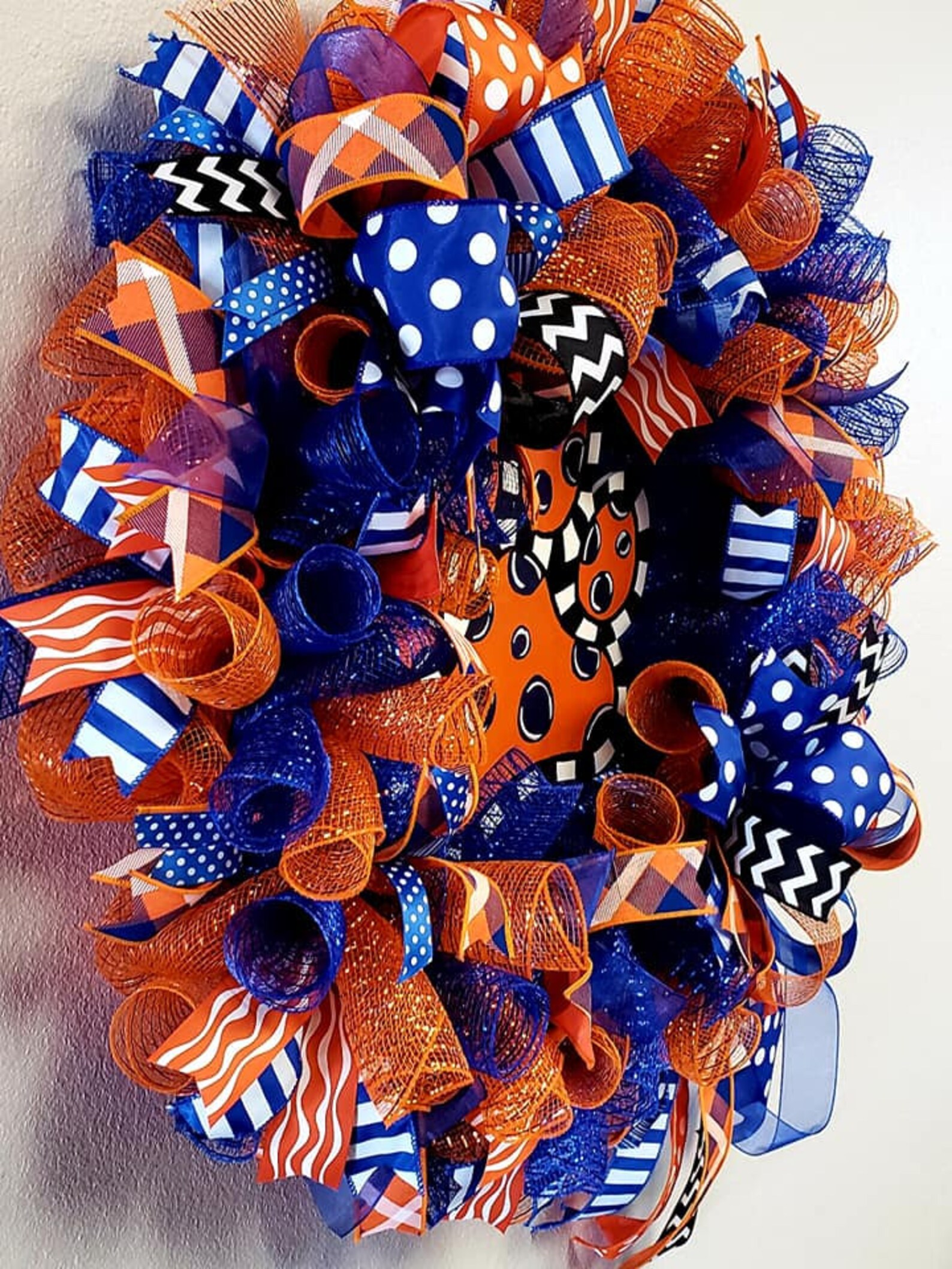 School Spirit Wreath Orange and Blue Wreath Whimsical Orange - Etsy