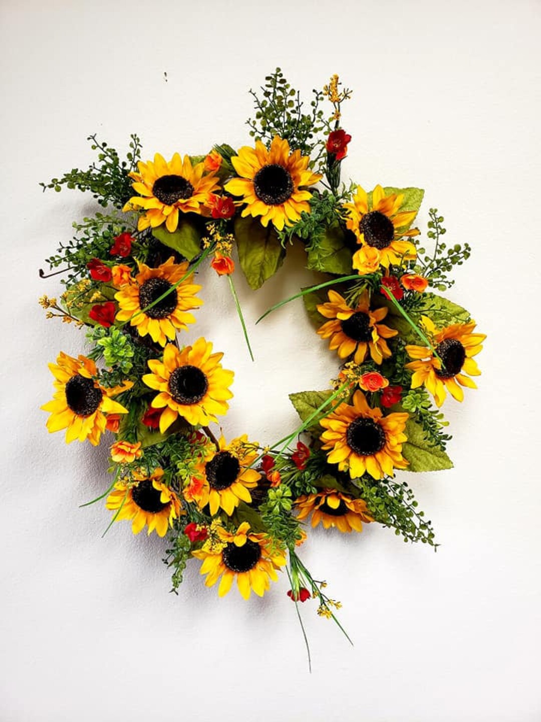 Sunflower Wreath for Front Door: Yellow Sunflowers & Grapevine - Etsy