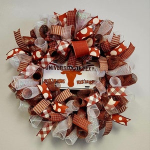 Texas Longhorn Wreath, University of Texas Door Decor