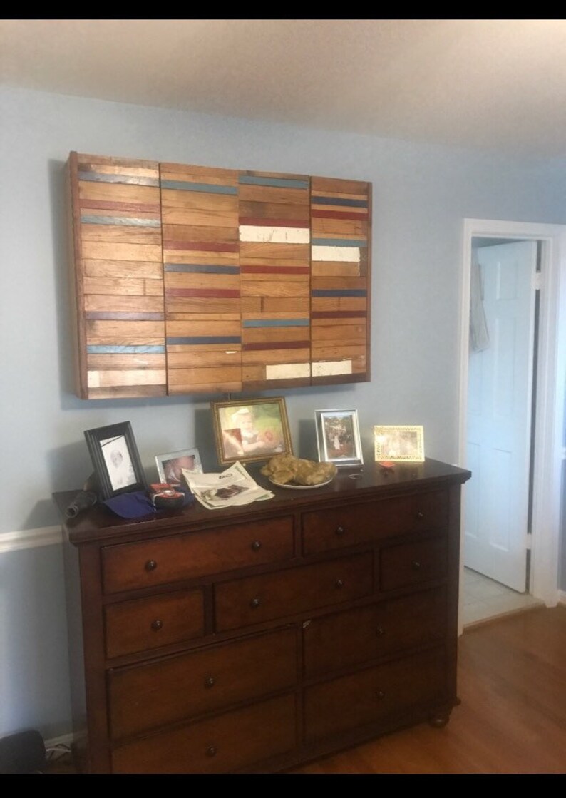 Wall Mount TV Cabinets with Scrapwood door front image 3