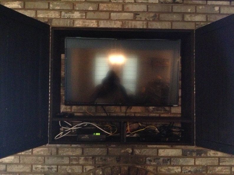 Wall Mount TV Cabinets with Scrapwood door front image 6