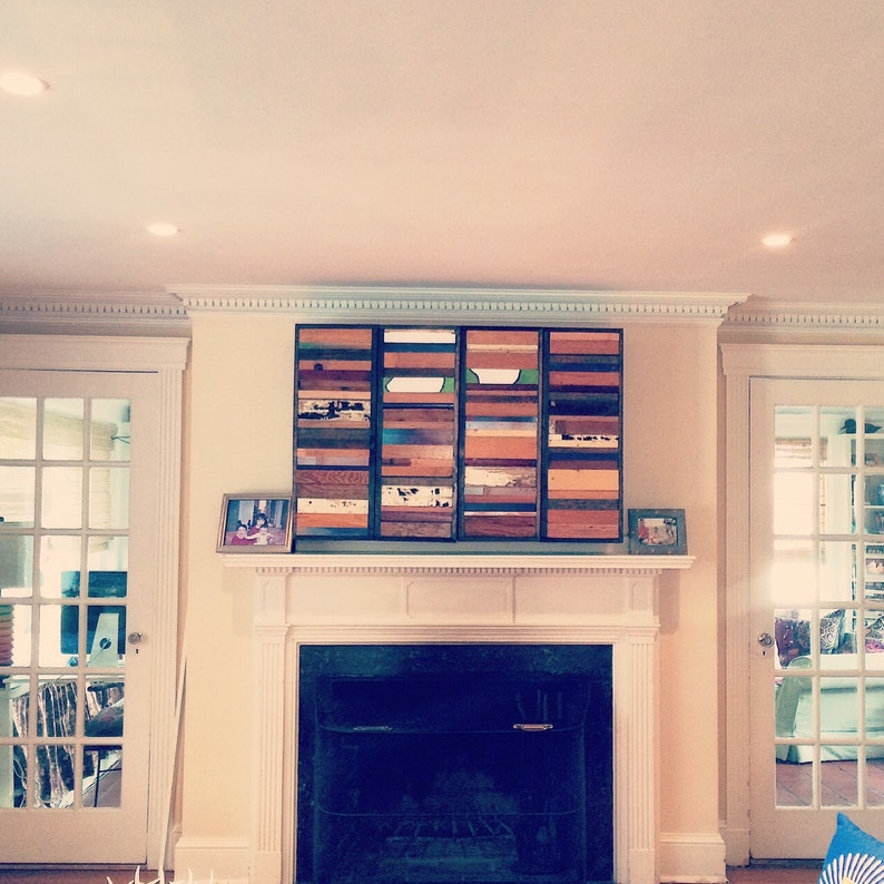 Wall Mount TV Cabinets with Scrapwood door front image 1