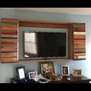 Wall Mount TV Cabinets with Scrapwood door front image 4