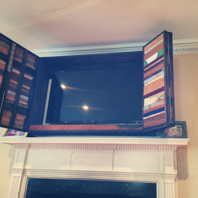 Wall Mount TV Cabinets with Scrapwood door front image 2