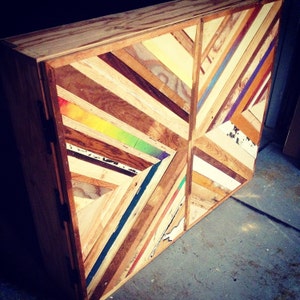 Wall Mount TV Cabinets with Scrapwood door front image 7