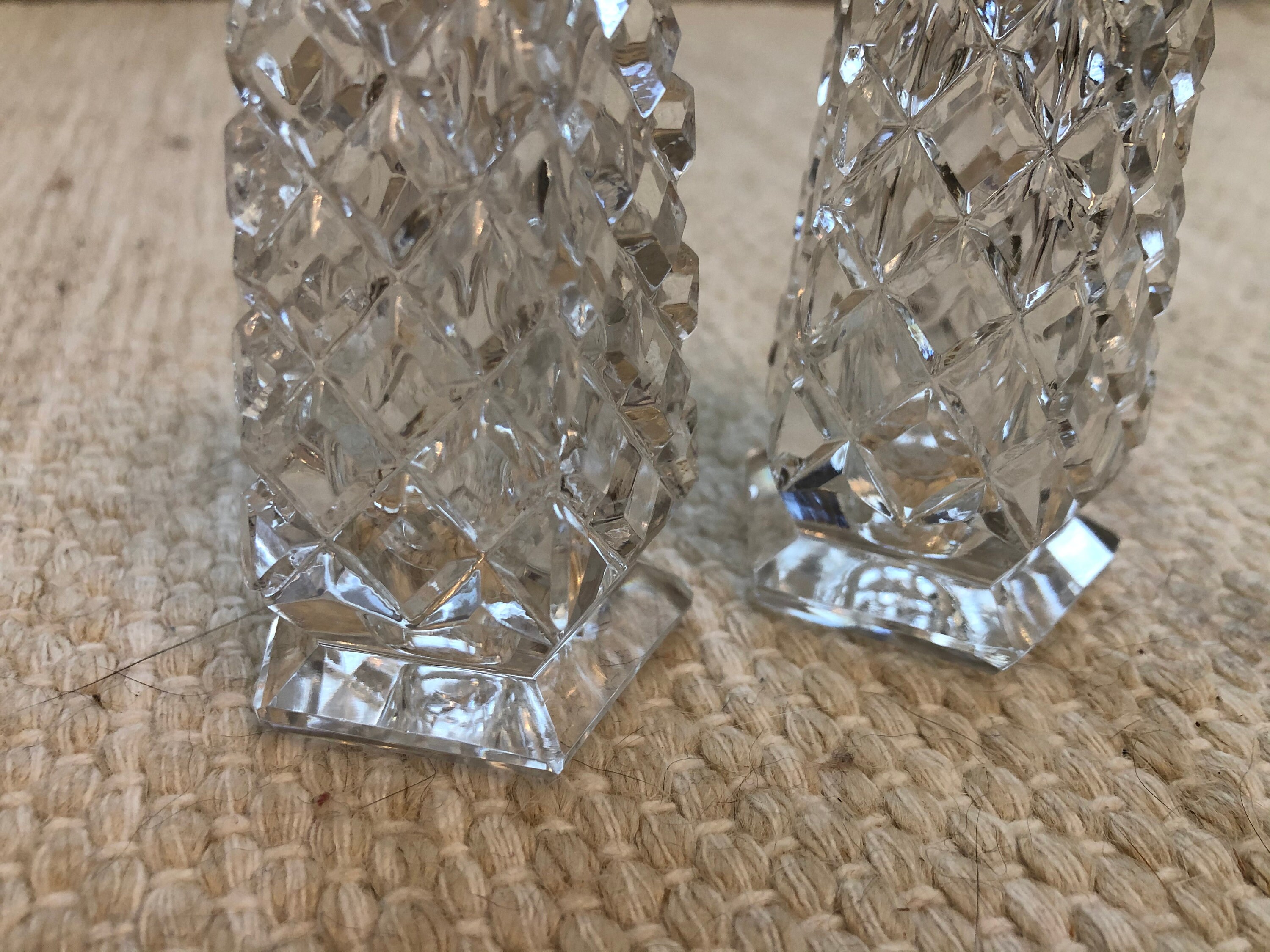 Vintage Lead Crystal Cut Salt & Pepper Shakers on 5 sided Etsy