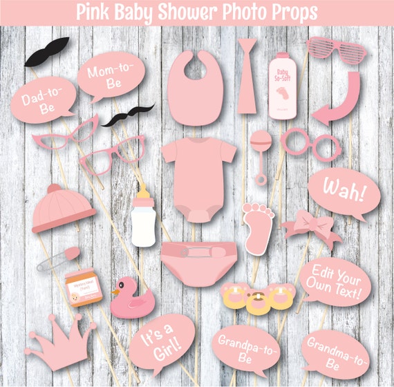 Printable Baby Shower Photo Booth Props Girl Baby Shower | Etsy