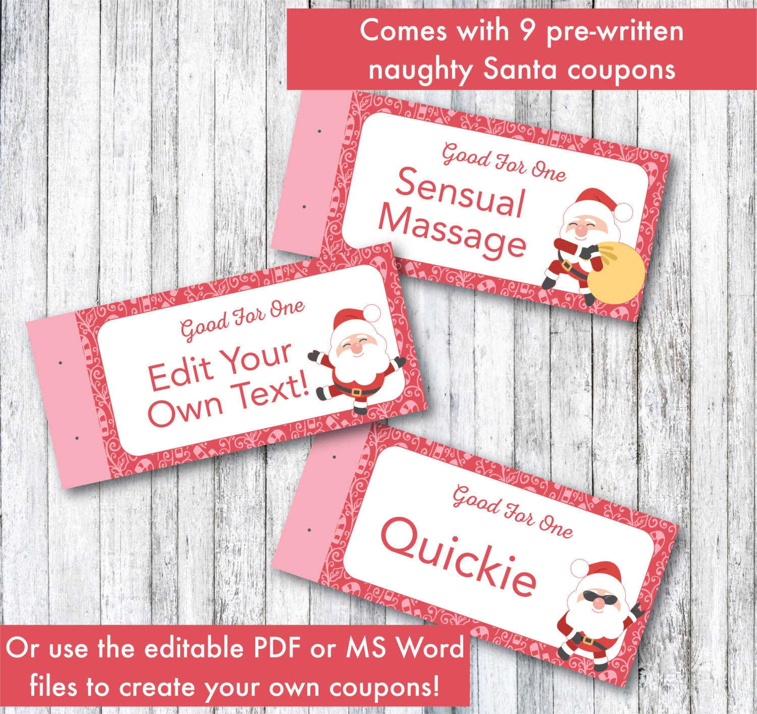 Christmas Coupons Printable Naughty Santa Christmas Coupons Etsy