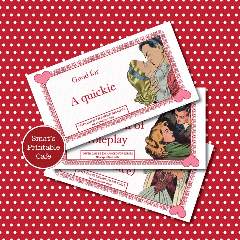 Naughty Love Coupons PRINTABLE Valentine's Day Gift 1 - изображение.