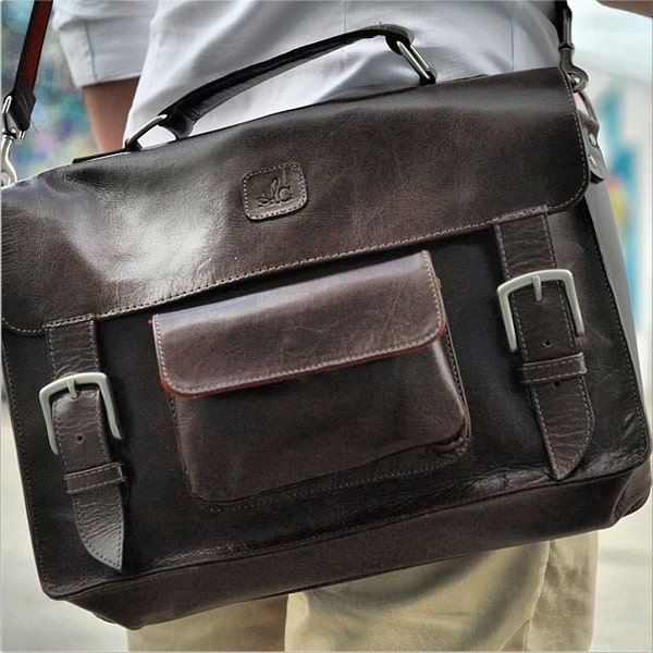 Leather Messenger Bag - ALC Brown