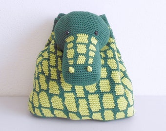 Crochet pattern for Crocodile Bag-Pack. Crochet backpack, crochet bag, tapestry bag, tapestry crochet, amigurumi bag, crochet crocodile