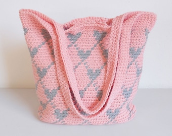 Crochet pattern for Cuore Tote, crochet bags, tapestry bags, diy bags, tapestry crochet, crochet patterns, crochet tutorials