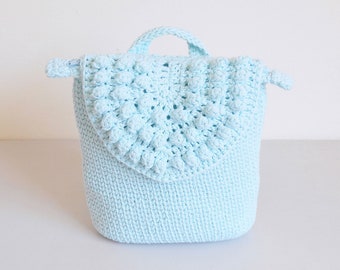 Crochet pattern for Blue Skies Backpack, crochet bags, crochet backpack, crochet patterns, crochet tutorials