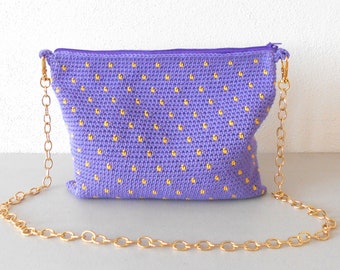 Crochet pattern for polka dot bag and clutch. Two patterns in one, to make both a bag and a clutch. Tapestry crochet bag, crochet clutch