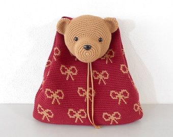 Crochet pattern for Teddy Bear Backpack. Crochet backpack, tapestry bag, tapestry crochet, crochet bear, amigurumi bear, teddy bear