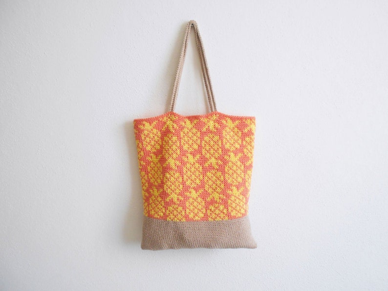 Crochet Pattern: Pina Colada Tote Bag Tapestry Pineapple Design (PDF Pattern) image 3