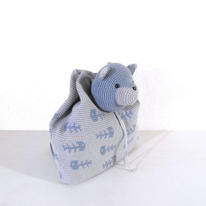 Kit dapprovisionnement pour modèle de crochet de sac à dos de chat. Kit crochet, kit fourniture, sac crochet, tapisserie crochet, sac amigurumi, chat amigurumi image 9