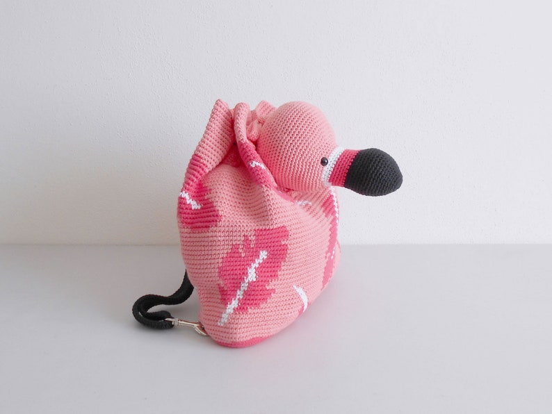 Crochet pattern for Flamingo Bag-Pack. Crochet backpack, crochet bag, tapestry bag, tapestry crochet, amigurumi bag, crochet flamingo image 2