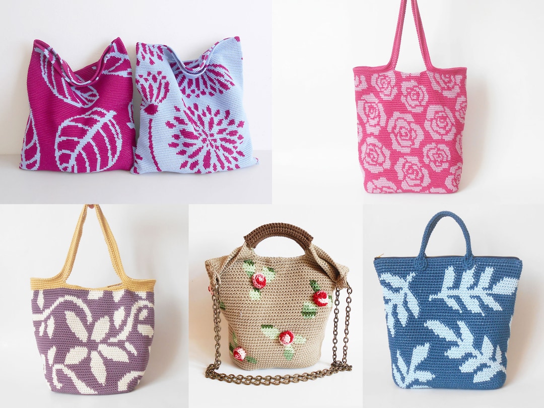 Conjunto de patrones Naturaleza, Bolsos DIY, Paquete de patrones crochet,  Tapestry Crochet México