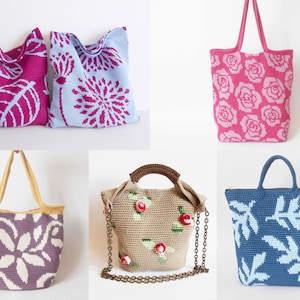 Nature Crochet Pattern Bundle, DIY crochet bags, Crochet Pattern Bundle, Tapestry Crochet