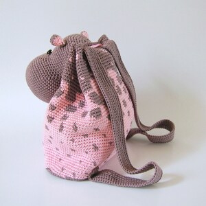 Crochet pattern for hippo backpack. Cute and practical accessory for kids. Charts with symbols, written instructions, photo tutorial. image 3