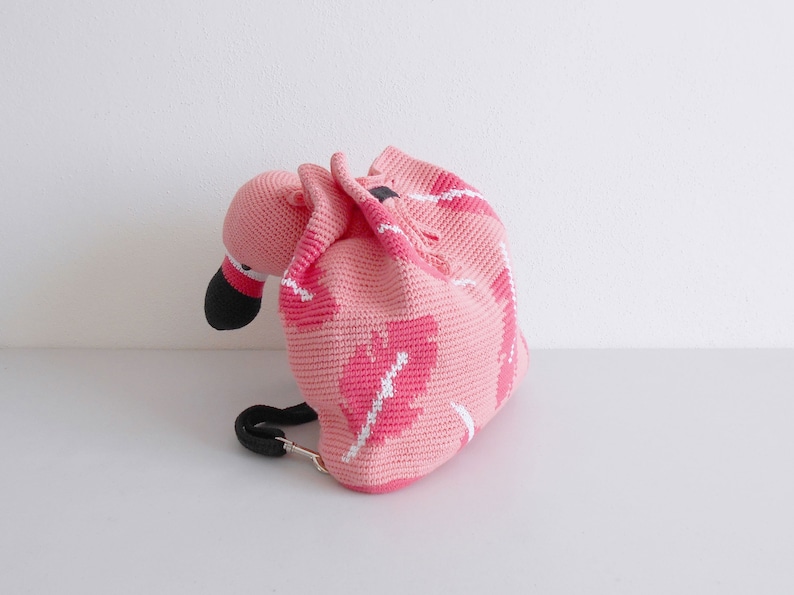 Crochet pattern for Flamingo Bag-Pack. Crochet backpack, crochet bag, tapestry bag, tapestry crochet, amigurumi bag, crochet flamingo image 3