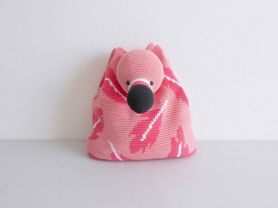 Crochet Pattern: Flamingo Bag-Pack Tapestry Bag, Amigurumi Design (PDF Pattern)