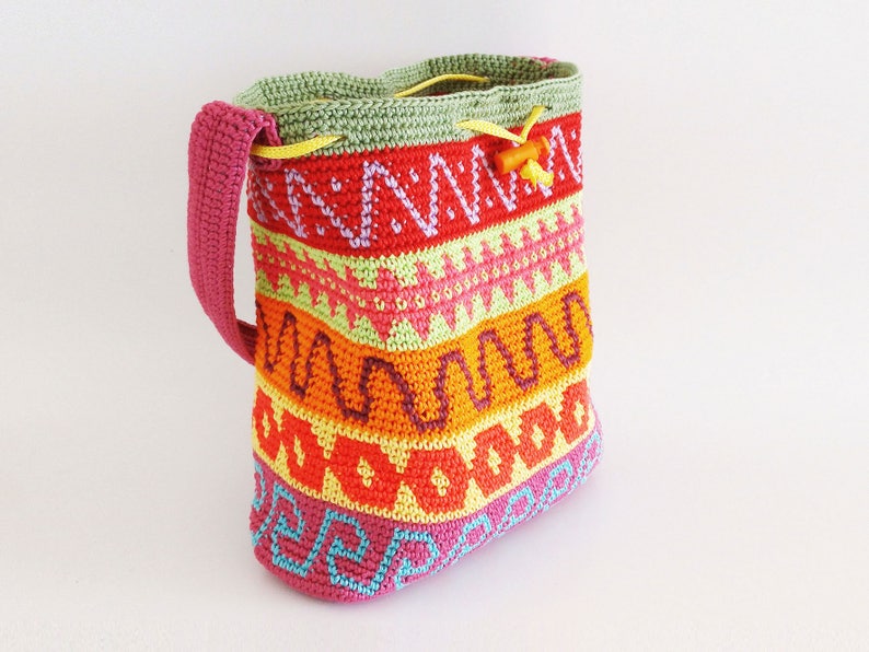 Crochet Pattern for Color Block Drawstring Bag. Extra - Etsy Australia