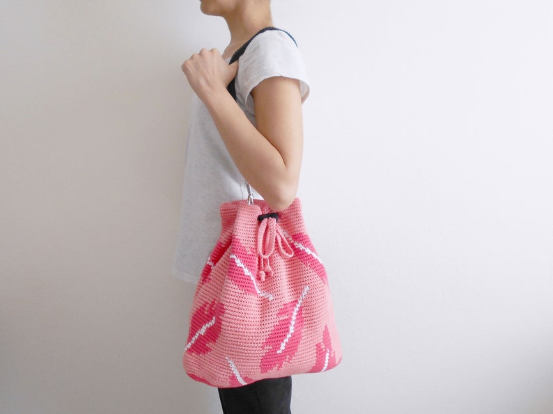 Crochet pattern for Flamingo Bag-Pack. Crochet backpack, crochet bag, tapestry bag, tapestry crochet, amigurumi bag, crochet flamingo image 9
